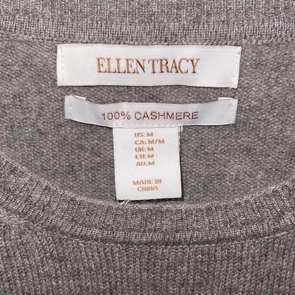 Ellen Tracy 2 ply Heather gray cashmere sweater - Picture 2 of 8